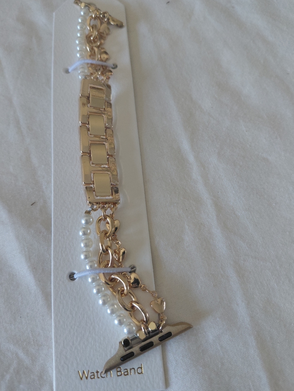 Gold Pearl Accent Women's Watch Band - Unbranded
